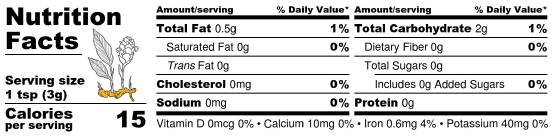Golden Orange - Nutritional Information